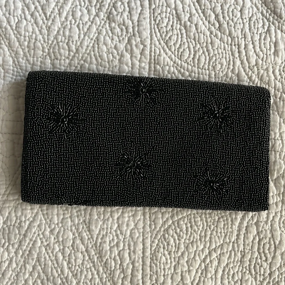 Vintage beaded clutch purse black
